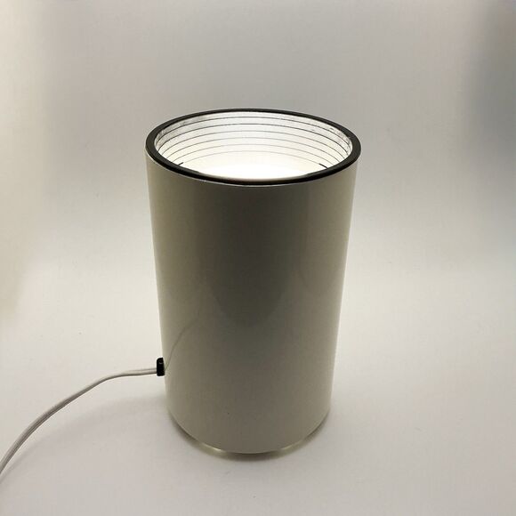 Vintage 1980s Modernist Cylinder Accent Uplight Lamp White Metal | Space Age - Picture 2 of 6